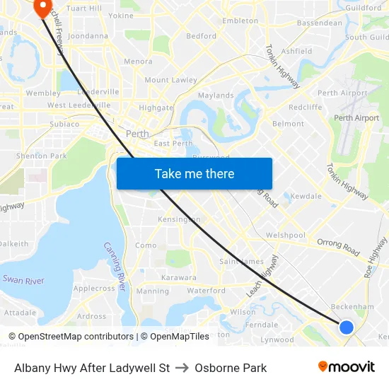 Albany Hwy After Ladywell St to Osborne Park map