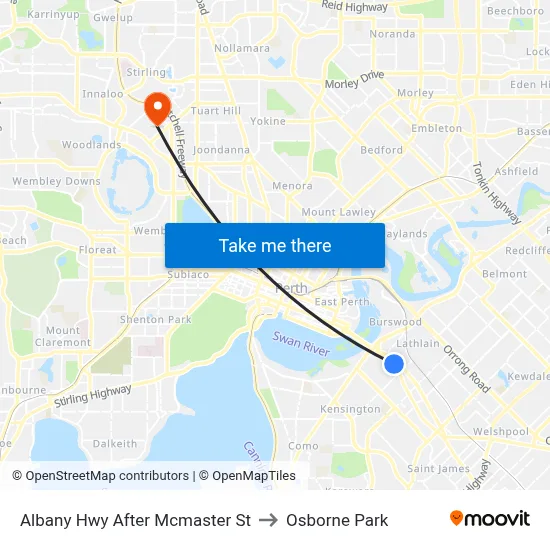 Albany Hwy After Mcmaster St to Osborne Park map