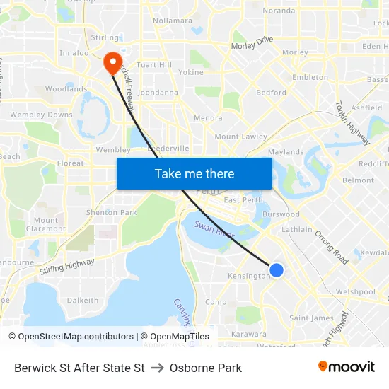 Berwick St After State St to Osborne Park map