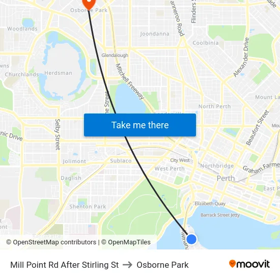 Mill Point Rd After Stirling St to Osborne Park map