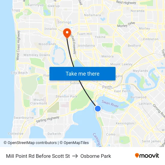Mill Point Rd Before Scott St to Osborne Park map