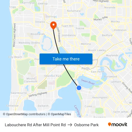 Labouchere Rd After Mill Point Rd to Osborne Park map