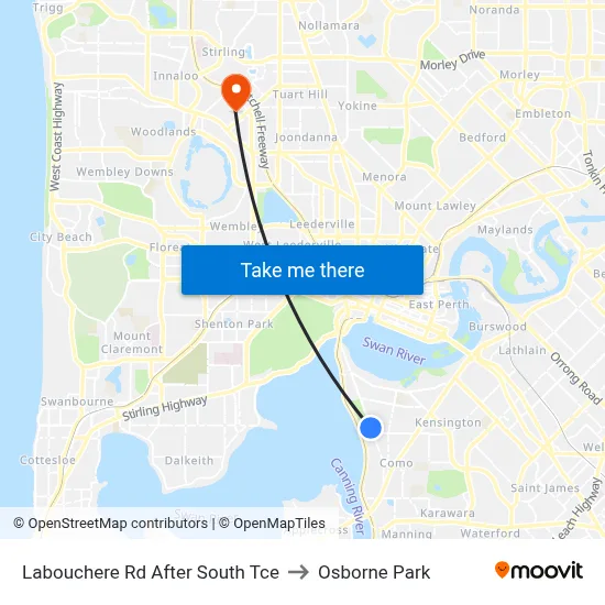 Labouchere Rd After South Tce to Osborne Park map