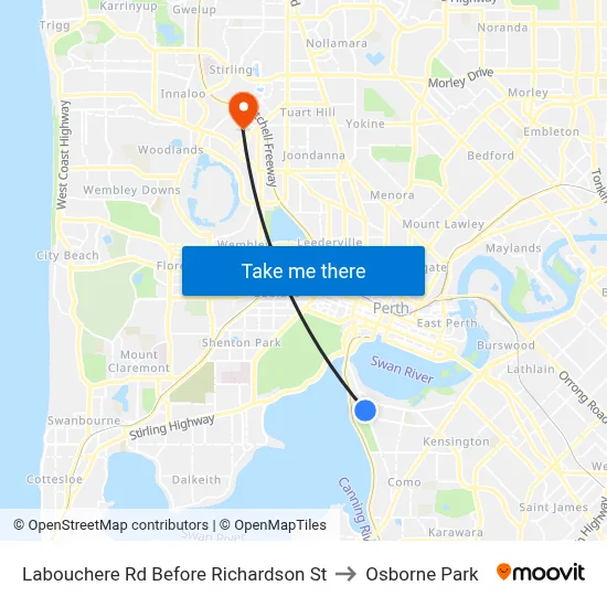Labouchere Rd Before Richardson St to Osborne Park map