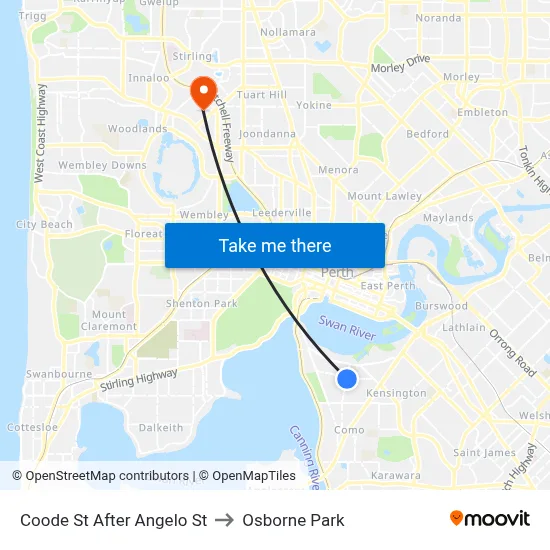 Coode St After Angelo St to Osborne Park map