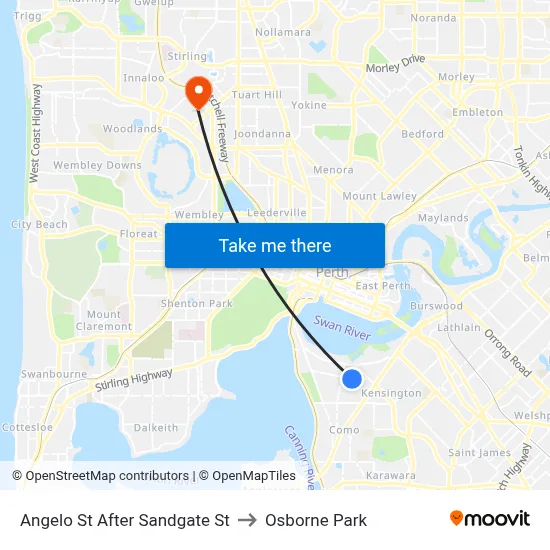 Angelo St After Sandgate St to Osborne Park map