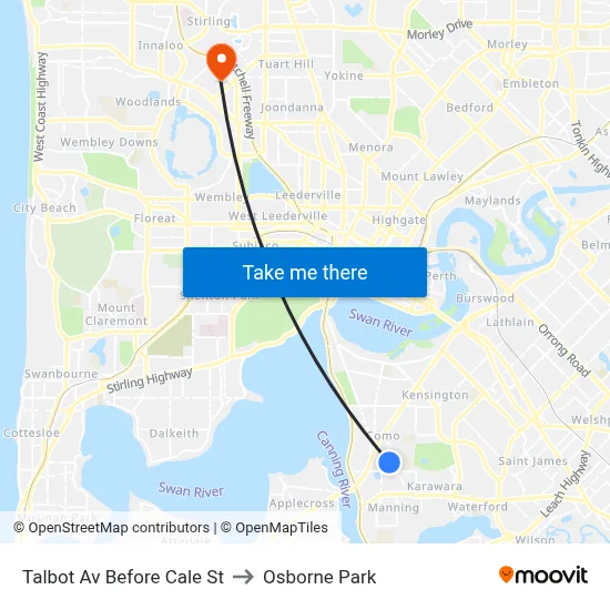 Talbot Av Before Cale St to Osborne Park map