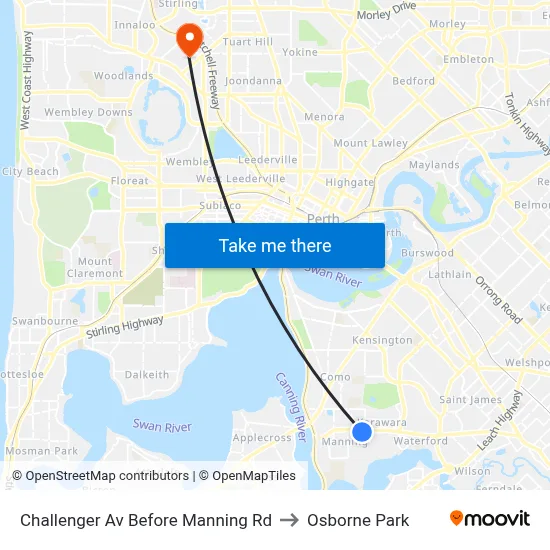 Challenger Av Before Manning Rd to Osborne Park map