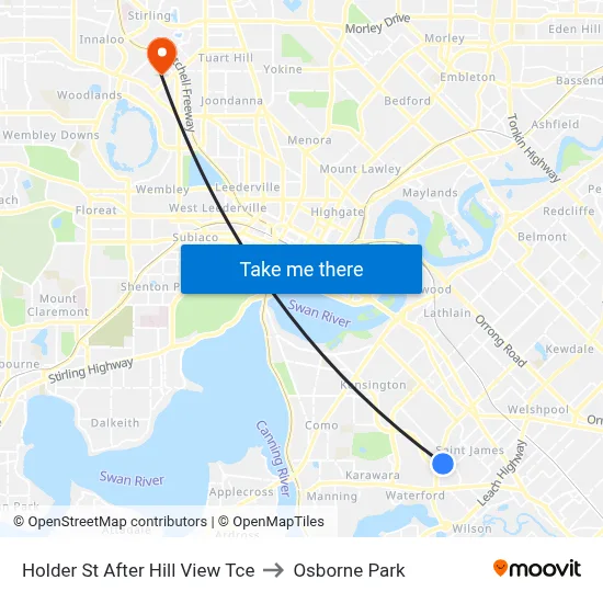 Holder St After Hill View Tce to Osborne Park map