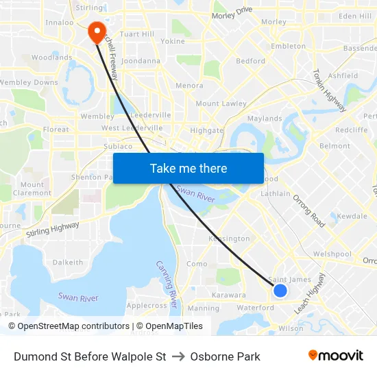 Dumond St Before Walpole St to Osborne Park map