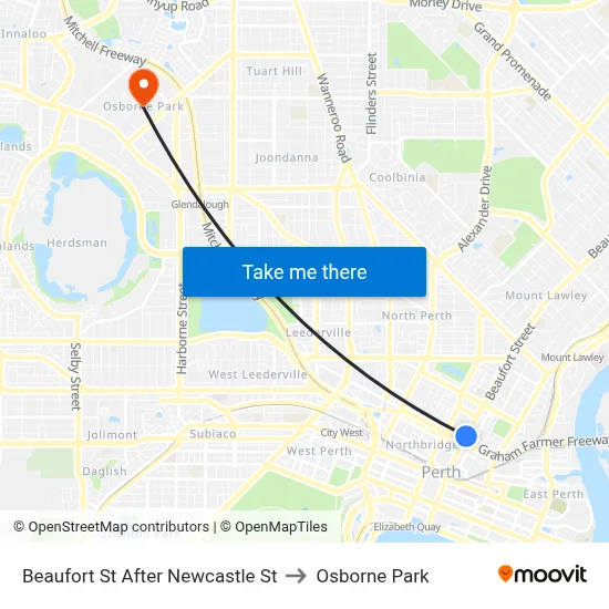 Beaufort St After Newcastle St to Osborne Park map