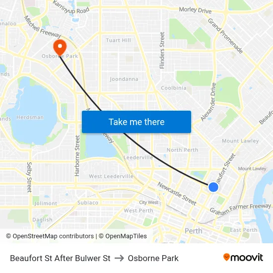 Beaufort St After Bulwer St to Osborne Park map