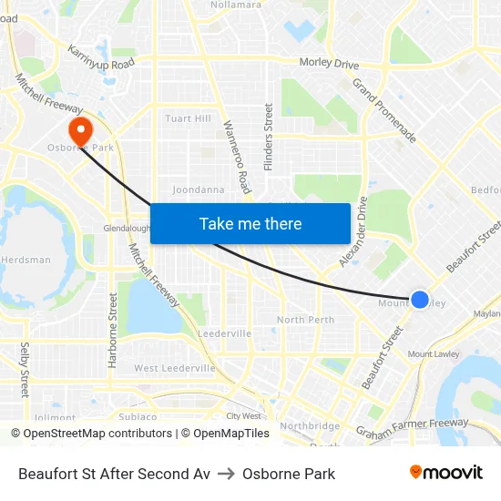 Beaufort St After Second Av to Osborne Park map