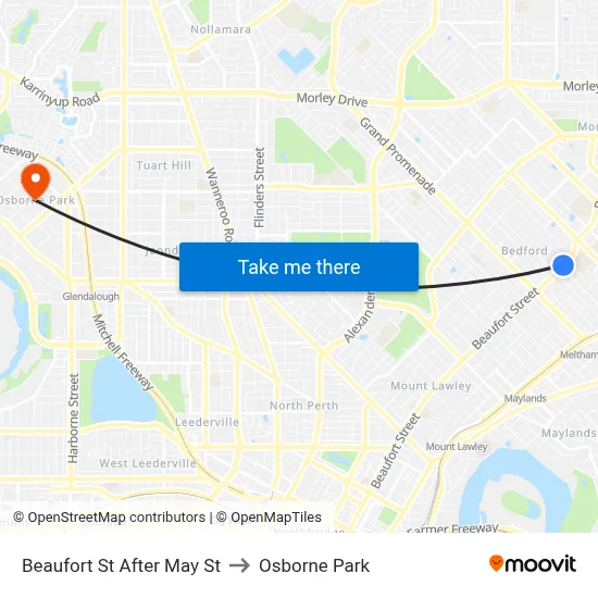 Beaufort St After May St to Osborne Park map