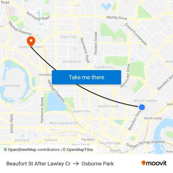Beaufort St After Lawley Cr to Osborne Park map