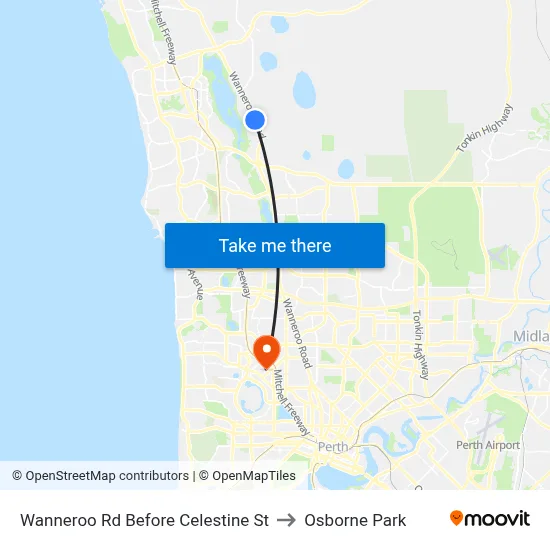 Wanneroo Rd Before Celestine St to Osborne Park map