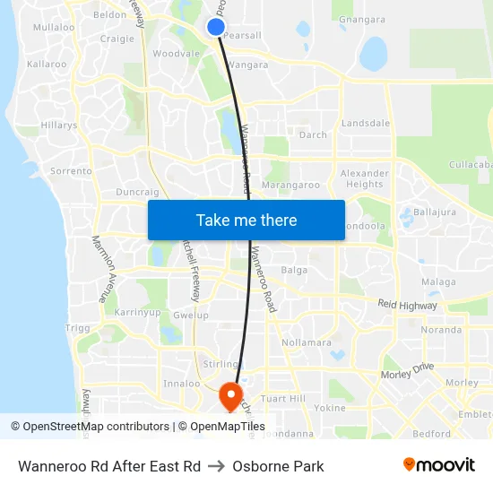 Wanneroo Rd After East Rd to Osborne Park map