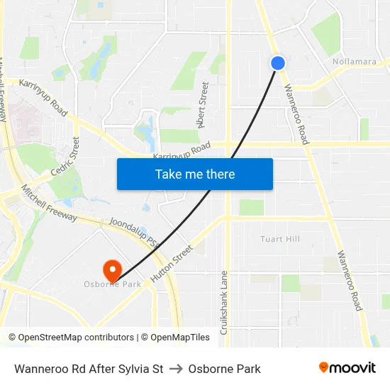 Wanneroo Rd After Sylvia St to Osborne Park map