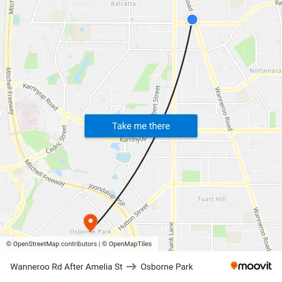 Wanneroo Rd After Amelia St to Osborne Park map