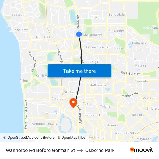 Wanneroo Rd Before Gorman St to Osborne Park map