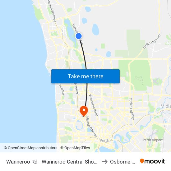 Wanneroo Rd - Wanneroo Central Shopping Ctr to Osborne Park map