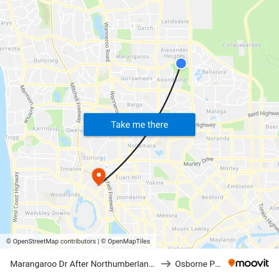 Marangaroo Dr After Northumberland Av to Osborne Park map