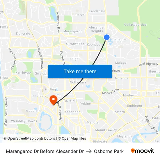Marangaroo Dr Before Alexander Dr to Osborne Park map