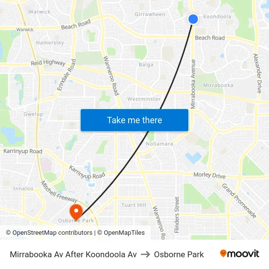 Mirrabooka Av After Koondoola Av to Osborne Park map
