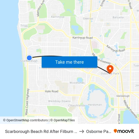 Scarborough Beach Rd After Filburn St to Osborne Park map
