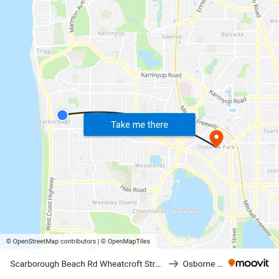 Scarborough Beach Rd Wheatcroft Street Cat Id 22 to Osborne Park map