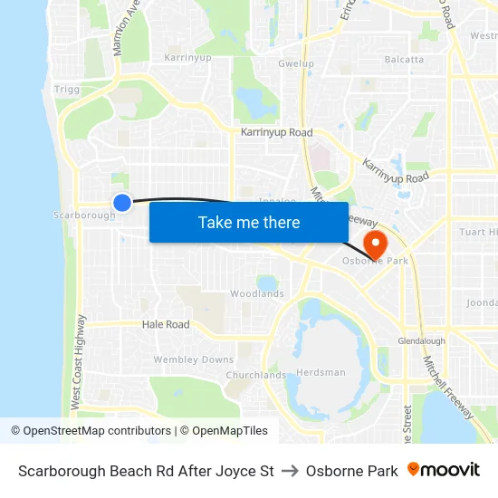 Scarborough Beach Rd After Joyce St to Osborne Park map