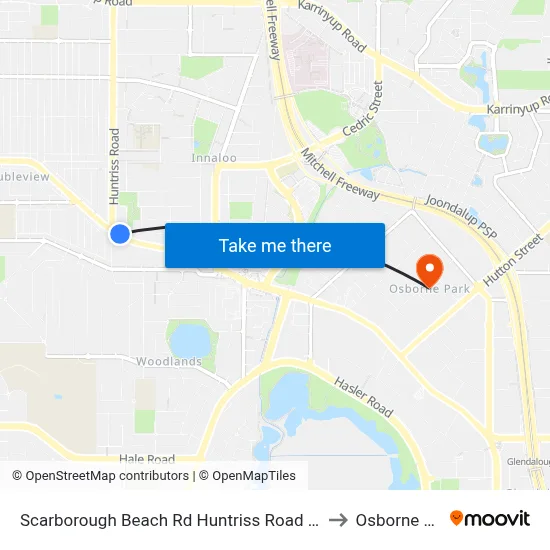 Scarborough Beach Rd Huntriss Road Cat Id 31 to Osborne Park map
