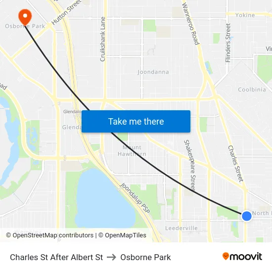 Charles St After Albert St to Osborne Park map
