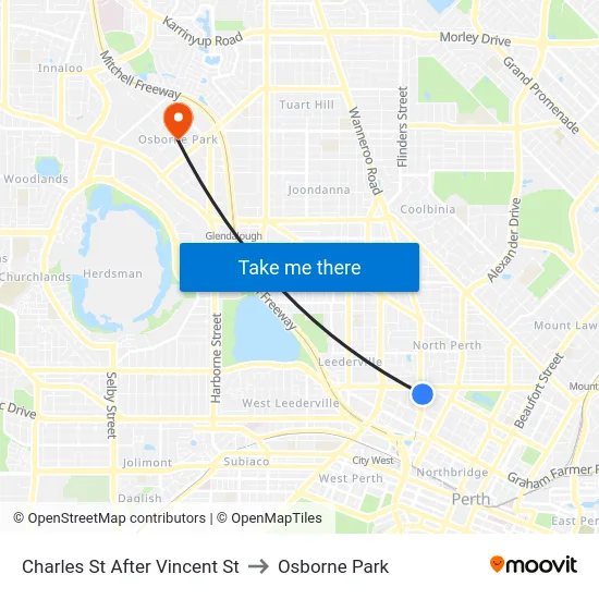 Charles St After Vincent St to Osborne Park map
