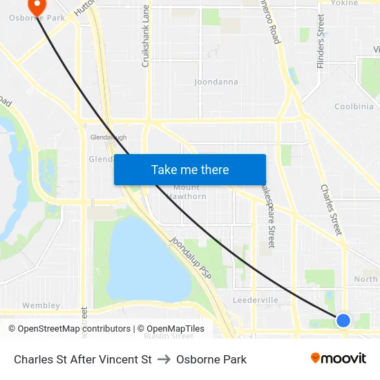 Charles St After Vincent St to Osborne Park map