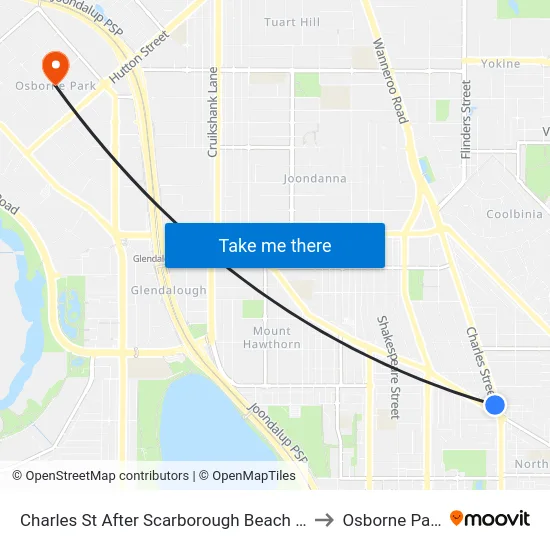 Charles St After Scarborough Beach Rd to Osborne Park map