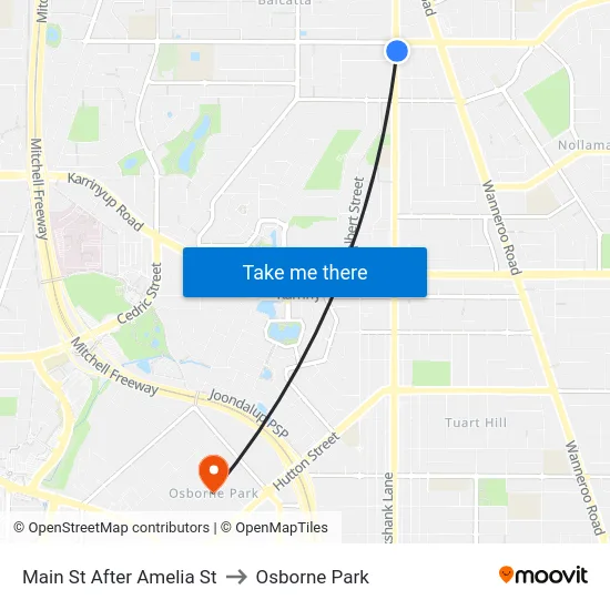 Main St After Amelia St to Osborne Park map