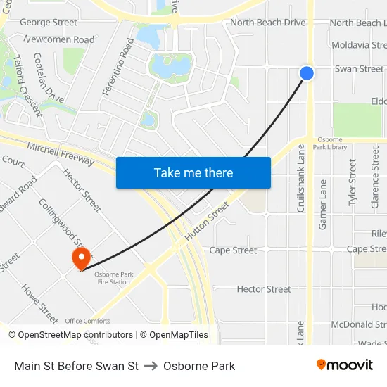 Main St Before Swan St to Osborne Park map