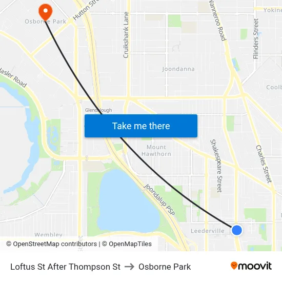Loftus St After Thompson St to Osborne Park map