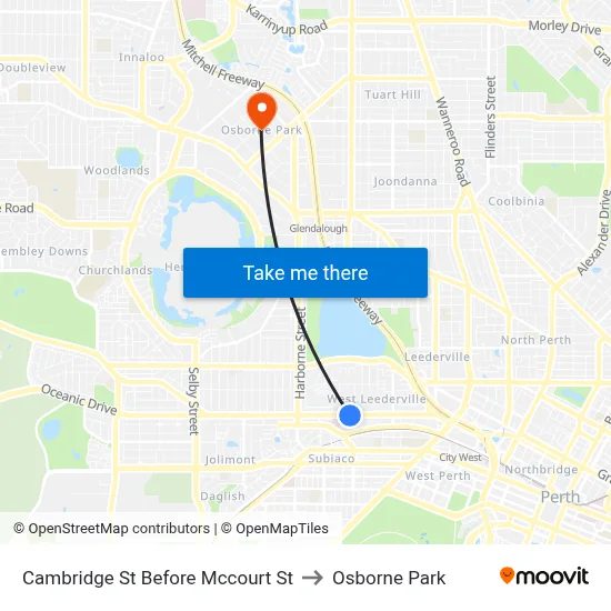 Cambridge St Before Mccourt St to Osborne Park map
