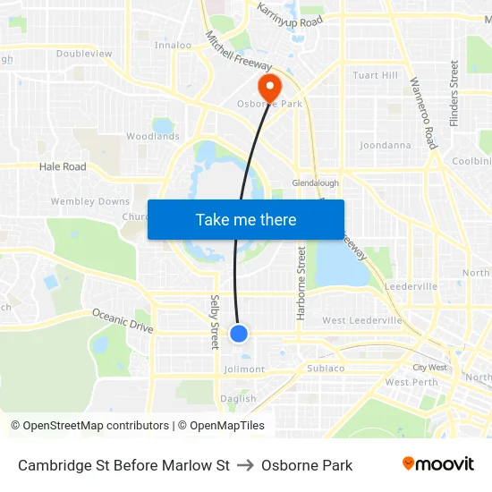 Cambridge St Before Marlow St to Osborne Park map