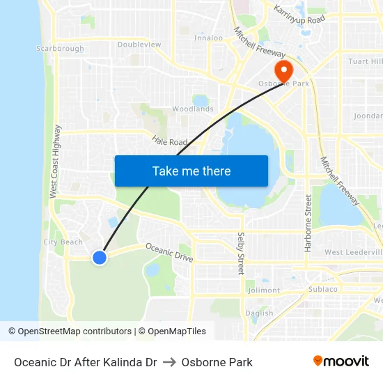 Oceanic Dr After Kalinda Dr to Osborne Park map
