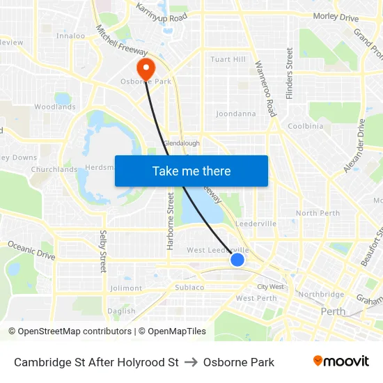 Cambridge St After Holyrood St to Osborne Park map