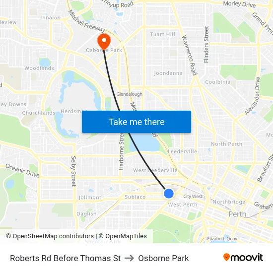Roberts Rd Before Thomas St to Osborne Park map