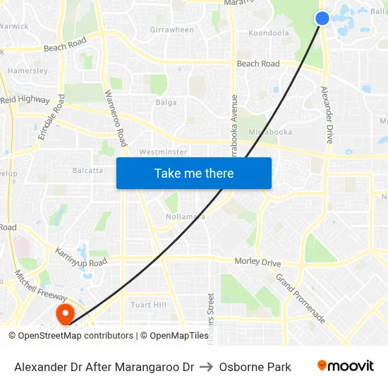 Alexander Dr After Marangaroo Dr to Osborne Park map