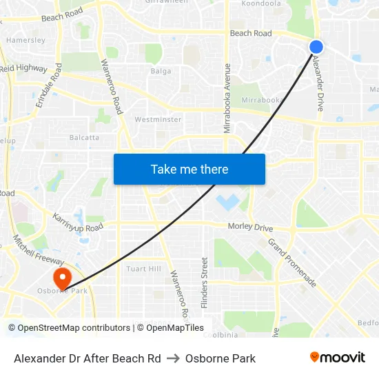 Alexander Dr After Beach Rd to Osborne Park map