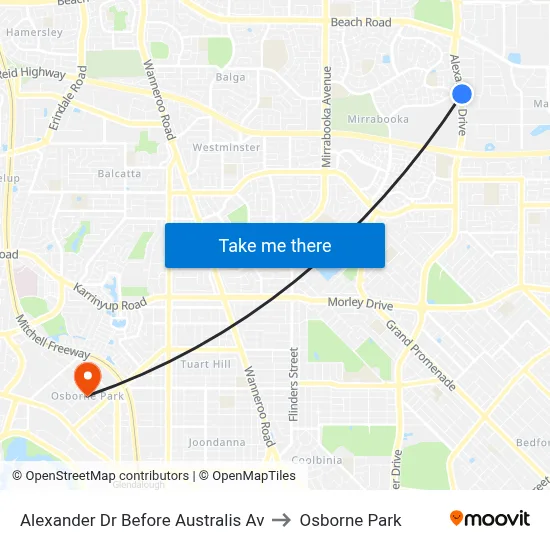 Alexander Dr Before Australis Av to Osborne Park map