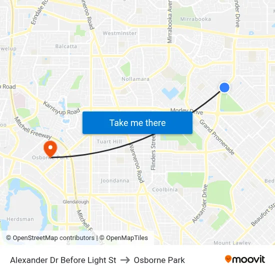 Alexander Dr Before Light St to Osborne Park map