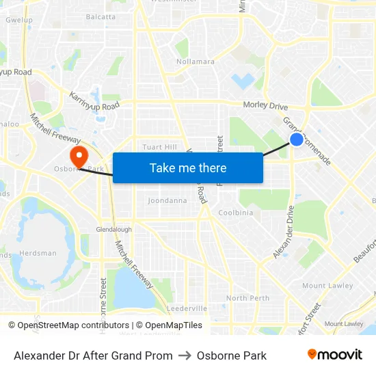 Alexander Dr After Grand Prom to Osborne Park map