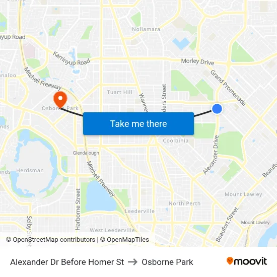 Alexander Dr Before Homer St to Osborne Park map